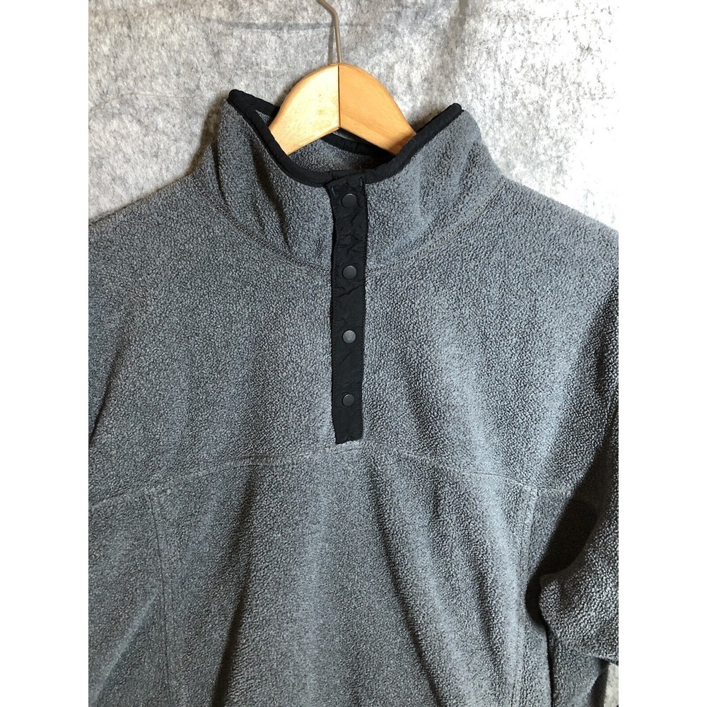 L.L. Bean Jacket Men Large Gray 1/4 Snap Trail Fleece Hunt Fish Camp Hiking Pack